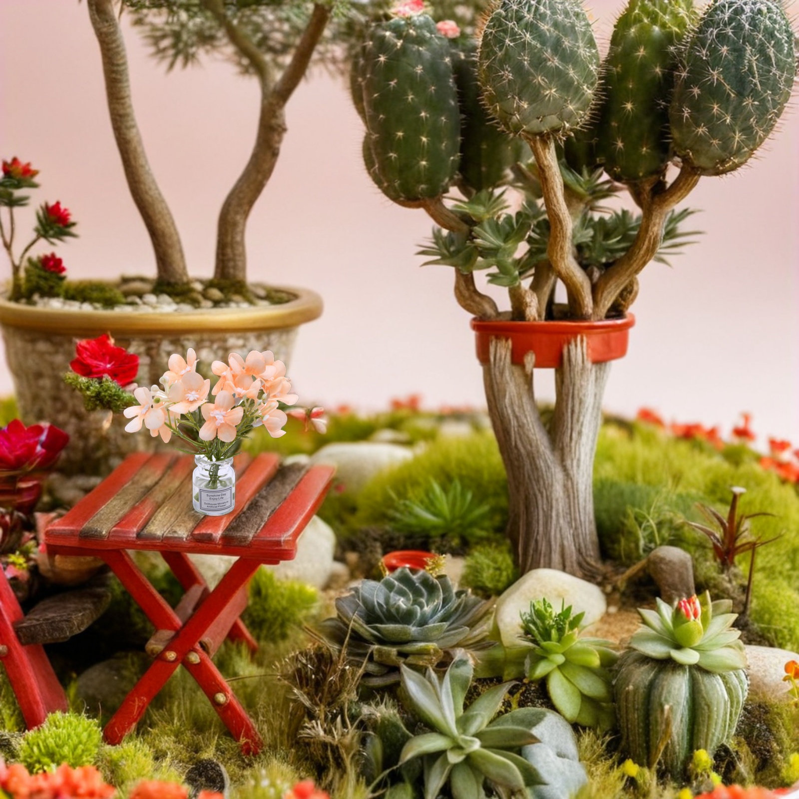 Vase Decor - 花瓶3個セット。家のインテリアや卓上装飾に。DIYミニチュアマイクロランドスケープモデル。