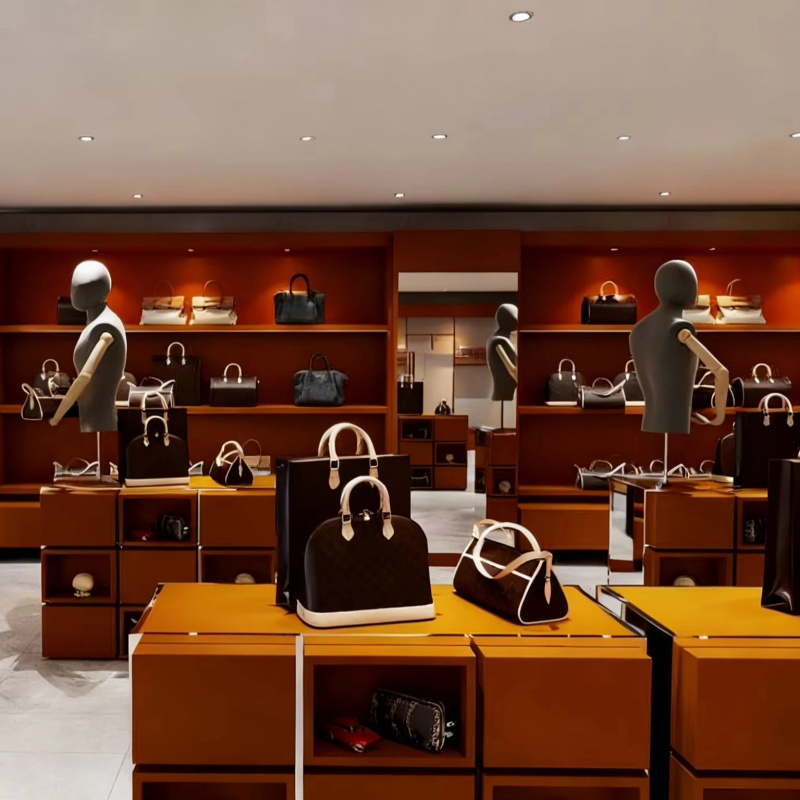 Interior Design High End - 高級ハンドバッグ店什器、バッグ店インテリアデザイン家具、高級店展示キャビネット、革製品店