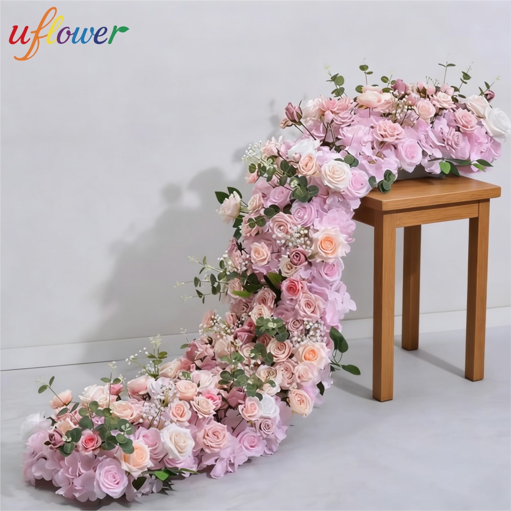 Table Runner - Uflower造花フラワーロウウェディングアレンジメントデコレーションフローラルバックドロップテーブルフラワーランナーイベントパーティーフローラルデコレーション