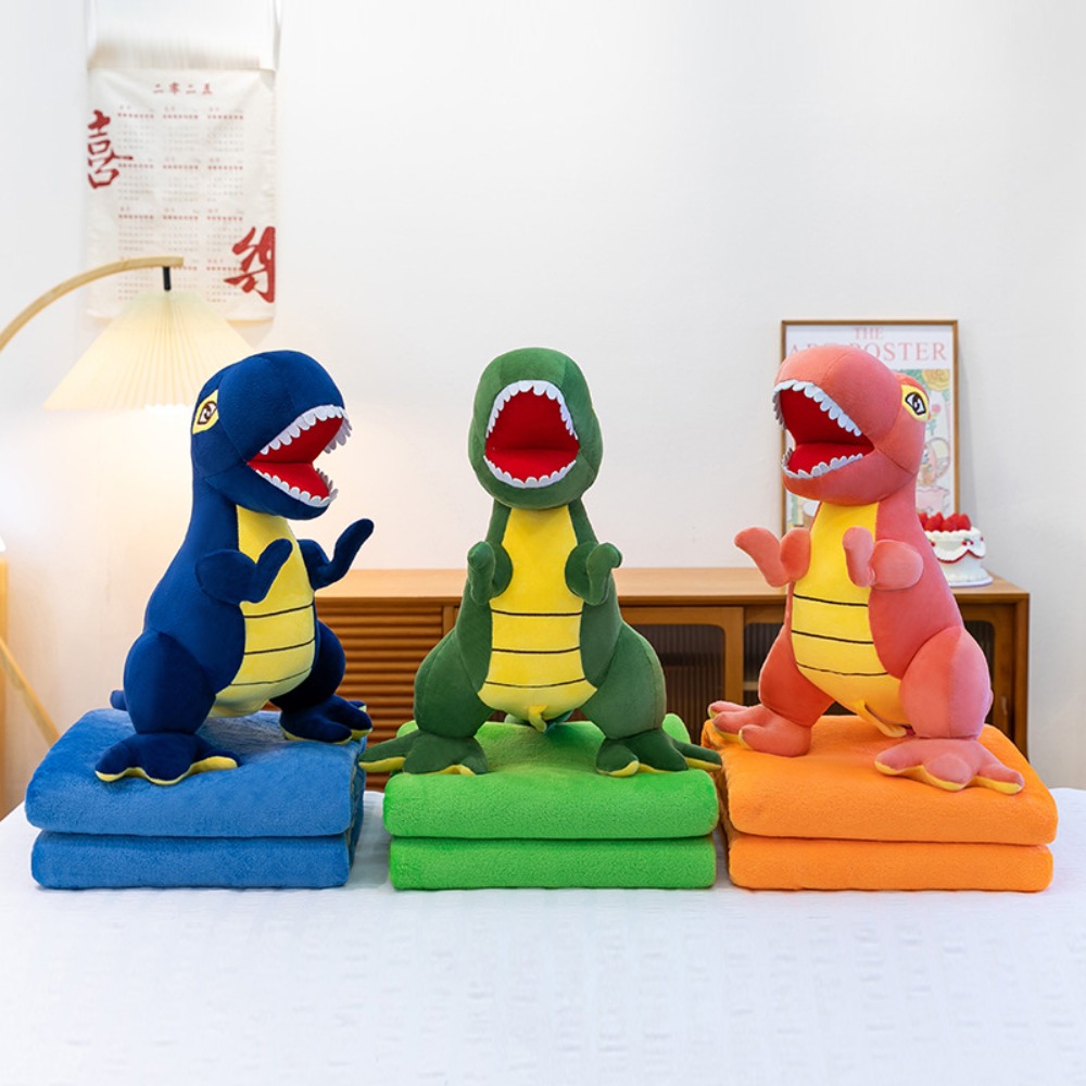 Throw Pillow - 漫画 2-in-1 枕ブランケット オフィス用 ソフト恐竜ぬいぐるみ枕 子供ギフト