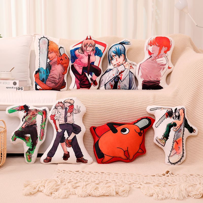 Throw Pillow - 45cmのチェンソーマンの不規則な形状のぬいぐるみクッション。ソファやベッド、部屋の装飾に最適な、ユニークなデザインの装飾クッション。