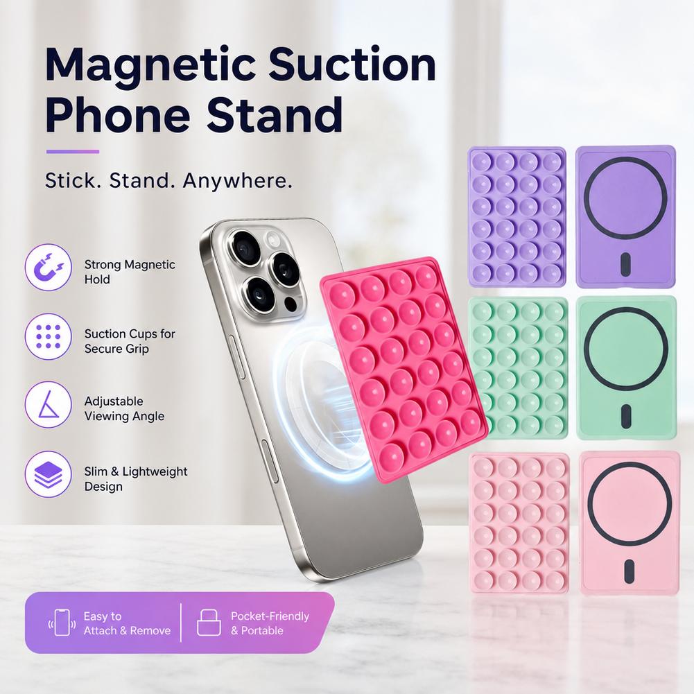 Wall Sticker - シリコン製、吸盤式スマートフォンホルダー。多機能吸盤マット、壁掛けスタンド、滑り止め加工、片面接着剤、背面ステッカー。