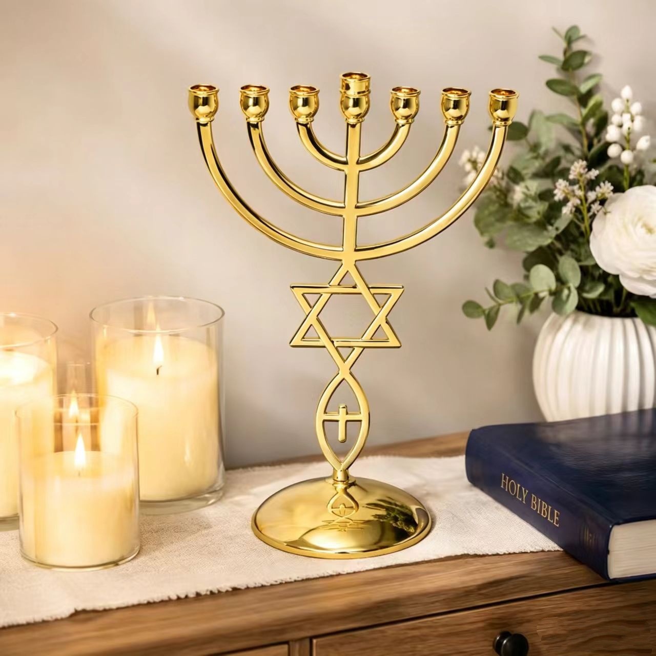 ハヌカ七灯式燭台セット ダビデの星 ユダヤ教燭台 ホームデコ - Candle Holder Decor のレビューと価格