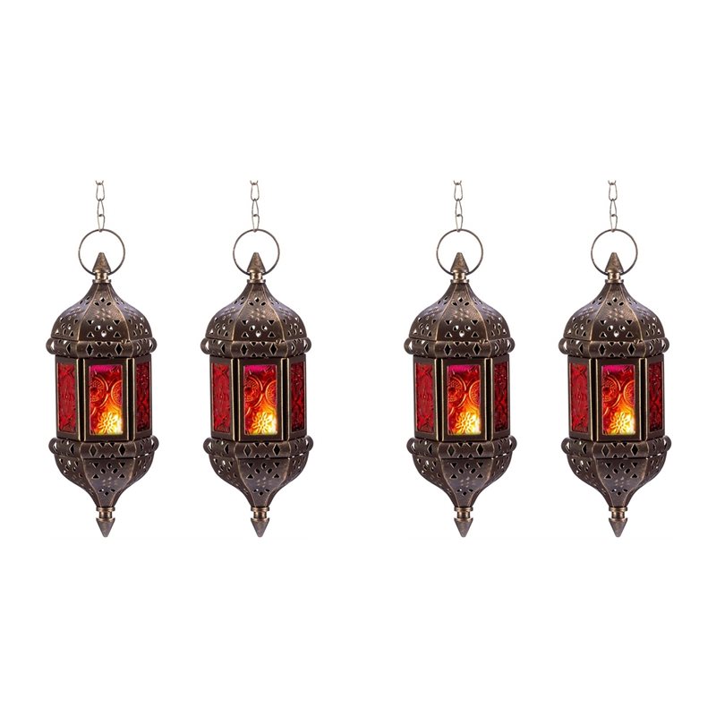 AB34-4個入り、六角形のモロッコ風装飾キャンドルランタン - Candle Holder Decor のレビューと価格