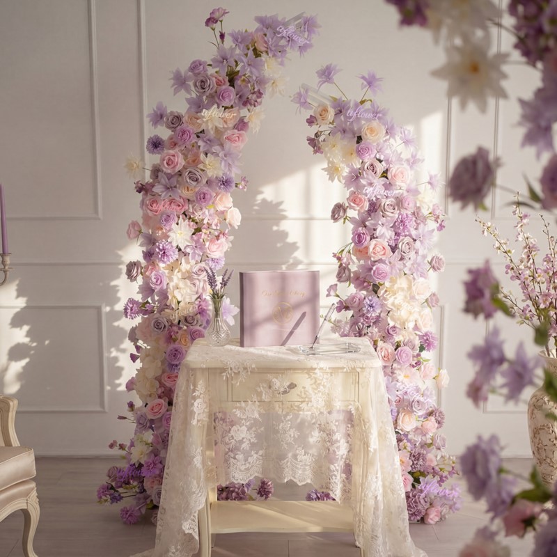 5D Uフラワー パープルピンクのユリ造花 ウェディングイベ - Table Runner のレビューと価格