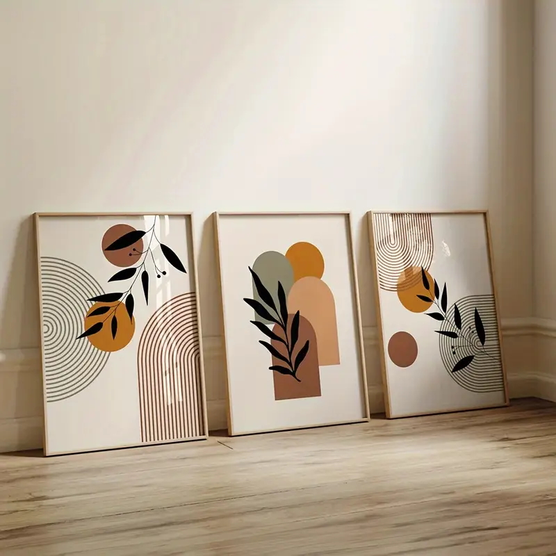 3枚セット ボヘミアンスタイル 植物幾何学模様抽象ポスター、 - Abstract Canvas Set のレビューと価格