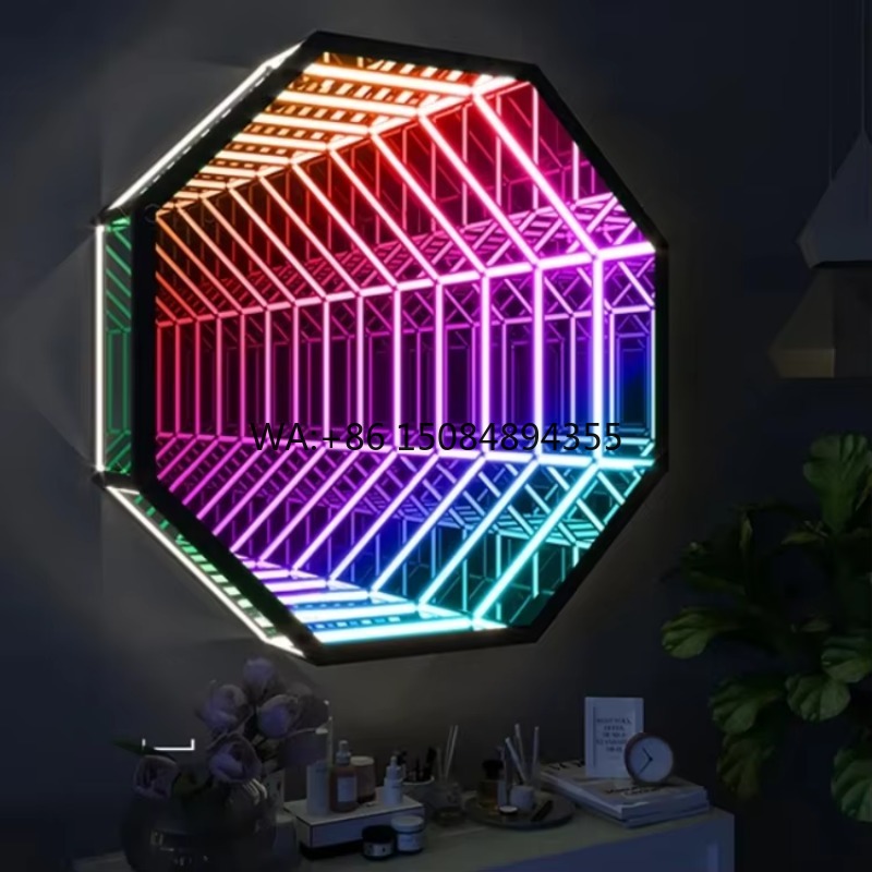 八角形3D無限鏡ライトトンネルミラー無限鏡LEDマジックライ - Decorative Mirror のレビューと価格